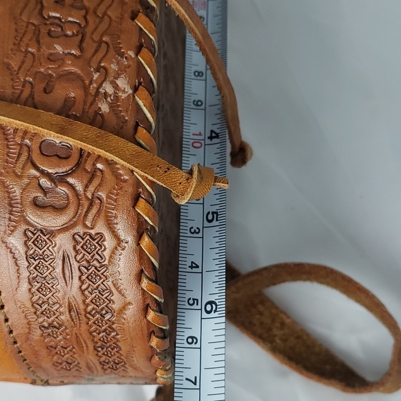 Cost Rica Hand Made Cross Body Bucket Tooled Leather Purse Bag lined - Picture 14 of 14